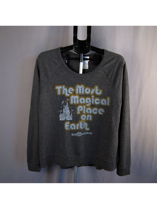 Tops - Vintage Style Disney Parks Magical Castle Graphic Sweatshirt Charcoal Gray L